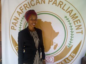 Ntombi Mcoyi (Africa Unite Human  Rights Manager) at the Pan African Parliament 10th Anniversary in Midrand. 