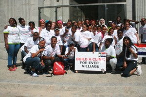 The youth flash mob team pause for a group photo at the 